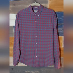 J.Crew Organic Cotton Slim Button Down Shirt M Red Blue